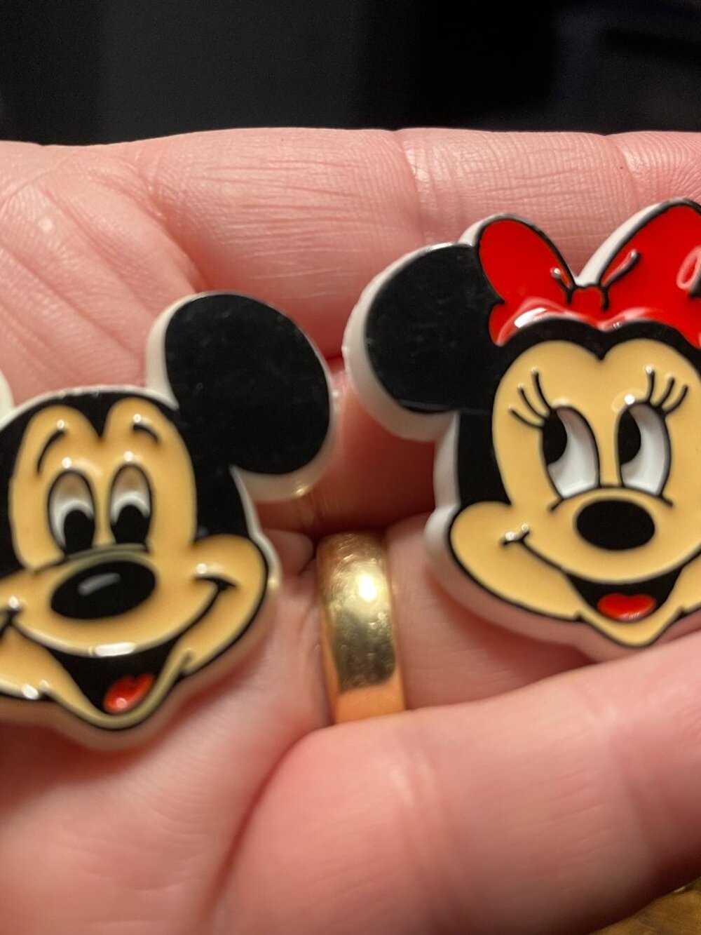🎈 Vintage 1970s Walt Disney Mickey Minnie Mouse Pins: Monogram Brooches